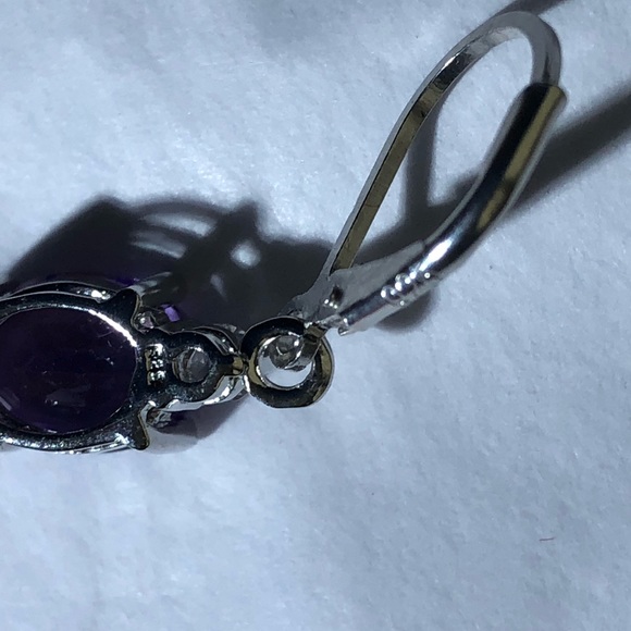 Large Genuine Amethyst Topaz Tear Drop Earrings .925K ss - Picture 5 of 6